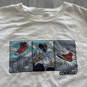 Converse Shoes Comic Shirt Mens XL/XXL White Running All Star Sneaker Bird Plane